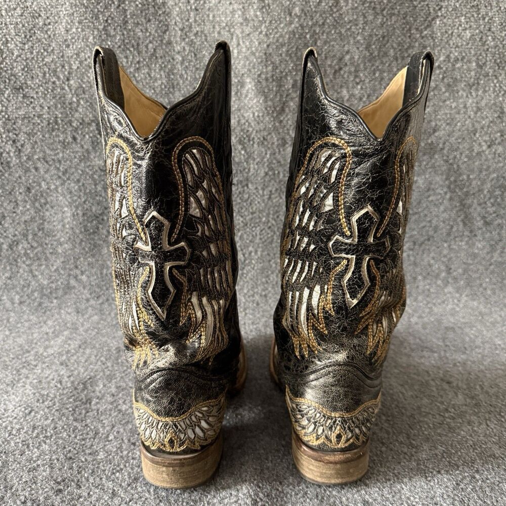 CORRAL Women’s Wing & Cross Western Equestrian Boots Embroidered 8 Black Cowgirl - Picture 6 of 10